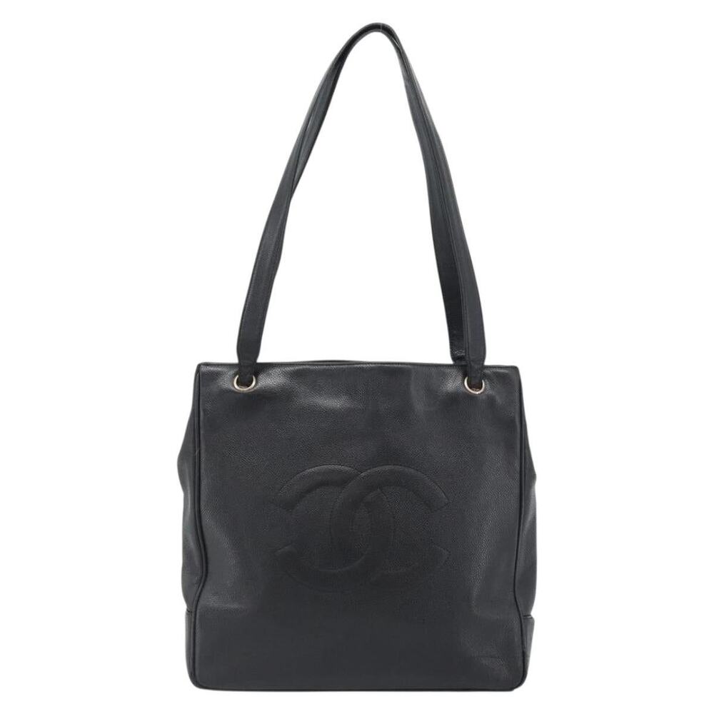 Chanel Caviar CC Logo Tote Black